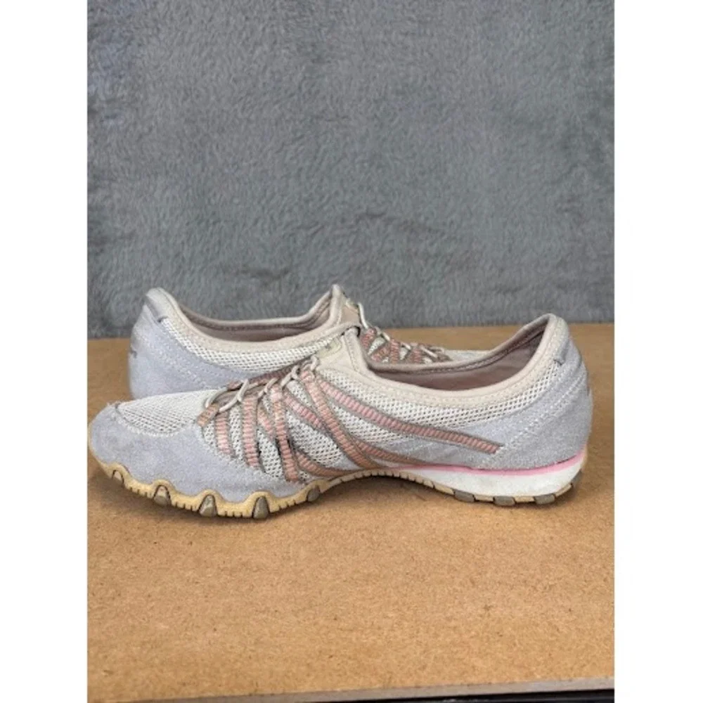 Skechers Bikers Grey Tan Pink Slip On Bungee Sneakers 21159 Womens 8